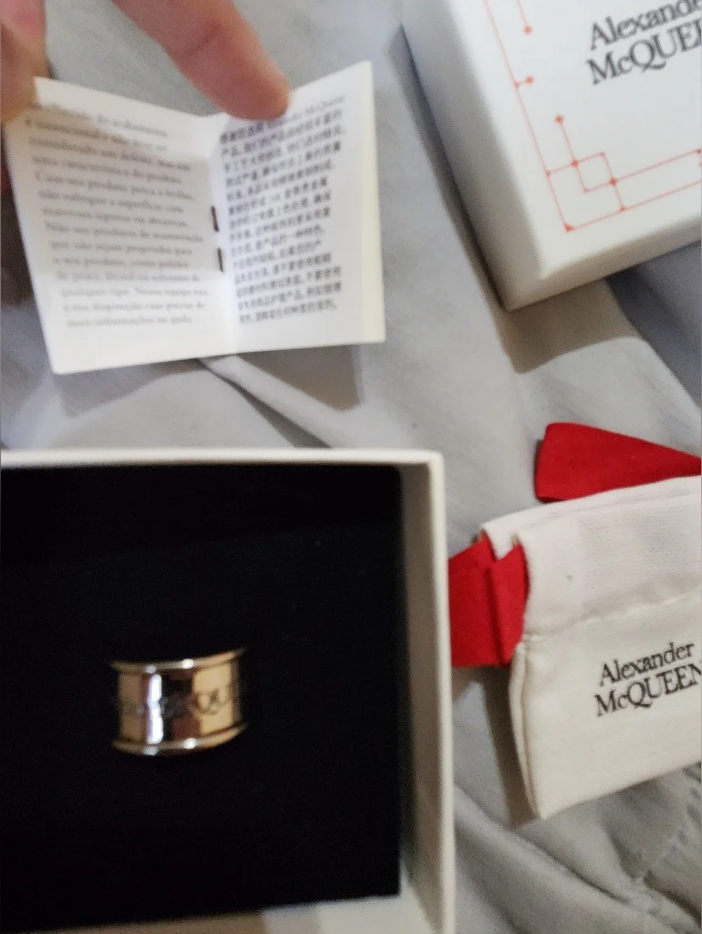 Alexander McQueen Silver Safety Pin Ring Size 21 Italy